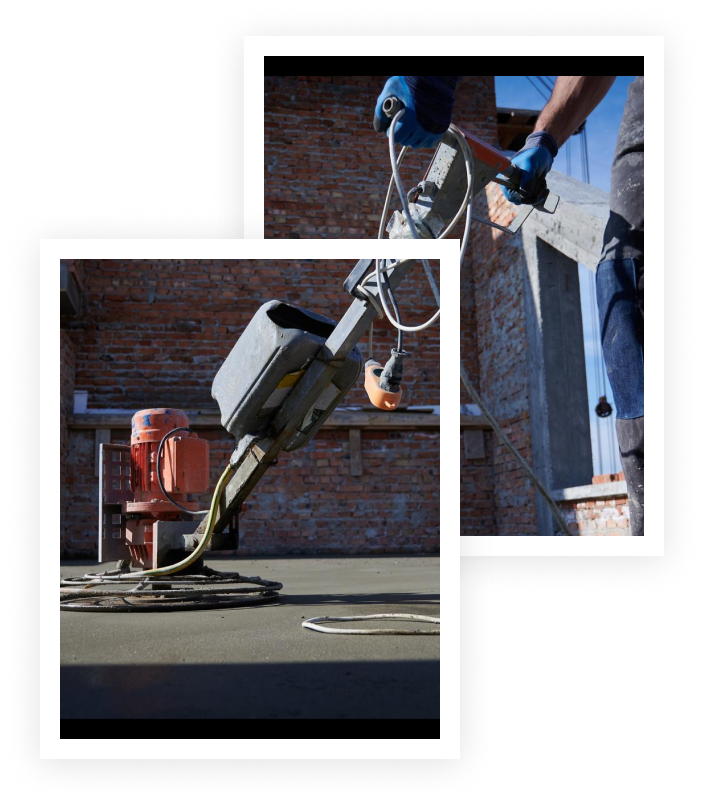 Man grinding floor